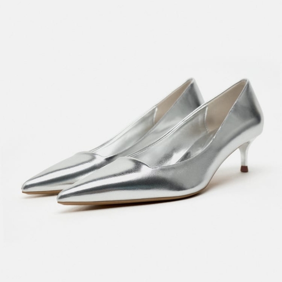 ZARA METALLIC HIGH HEELED SHOES